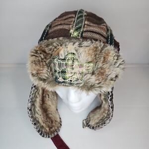 True Religion Multicolor Plaid Trapper Hat – Size L/XL ,Unisex.